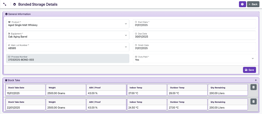 Bonded Storage Liquor Logic